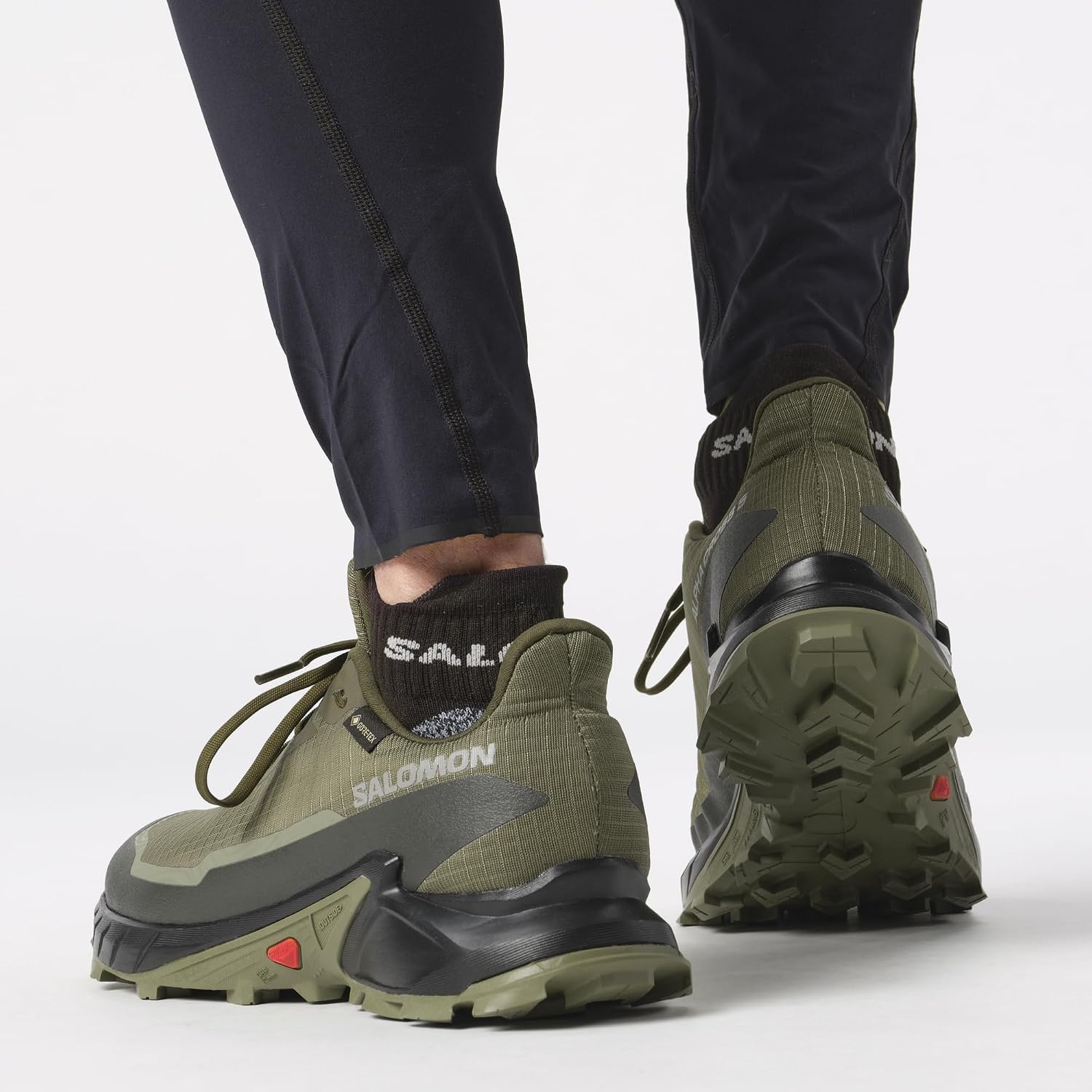 image:imageSalomon Mens Alphacross 5 GoreTEX Trail Running ShoesOlive NightBlackDeep Lichen Green