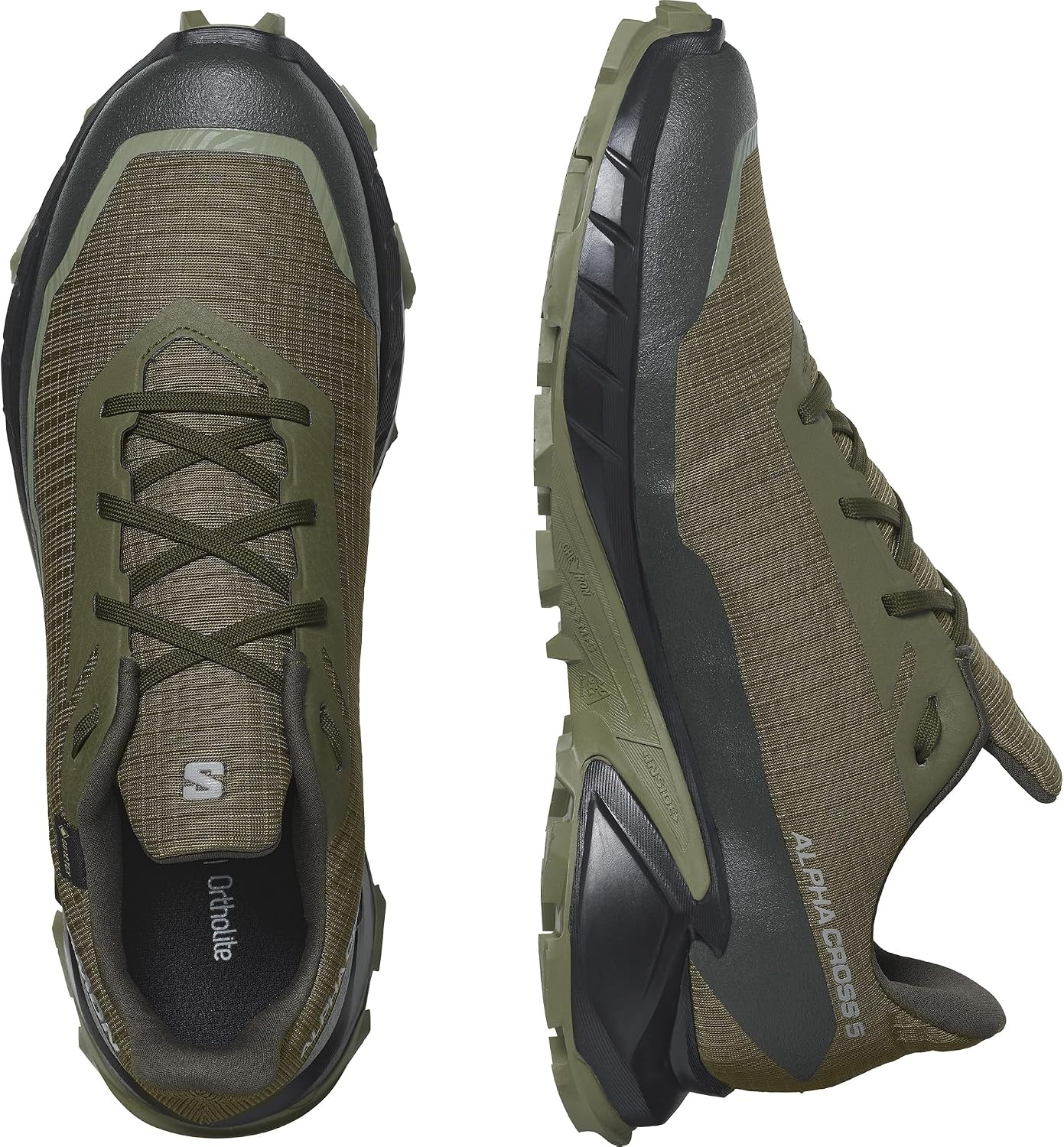 image:imageSalomon Mens Alphacross 5 GoreTEX Trail Running ShoesOlive NightBlackDeep Lichen Green