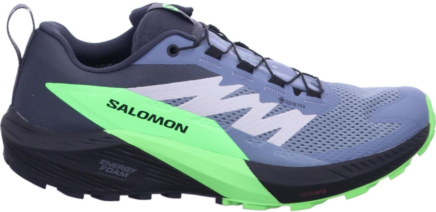 image:imageSalomon Mens Sense Ride 5 Trail Running ShoesFlint Stone Black Green Gecko