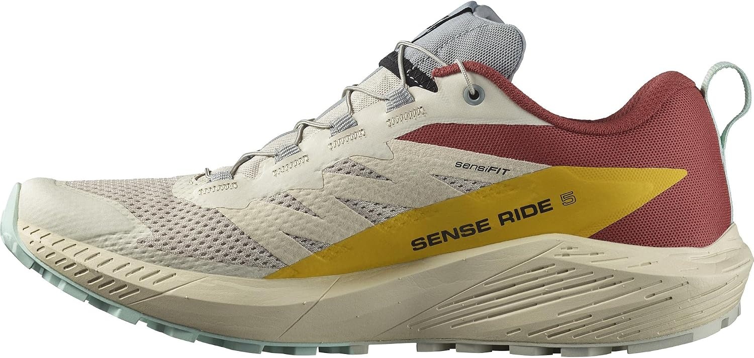 image:imageSalomon Mens Sense Ride 5 Trail Running ShoesRainy Day Hot Sauce Freesia
