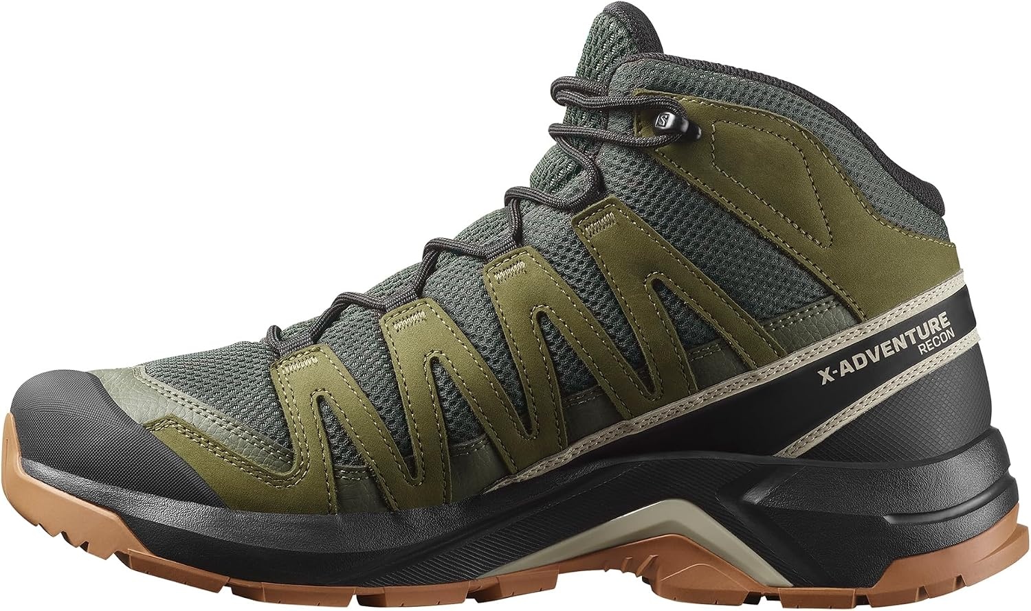 image:imageSalomon Mens XAdventure Recon Mid GoreTex Hiking Shoe Waterproof Stability for Rugged Hiking Trails amp AllWeather TrekkingPeatMartini OliveOxford Tan