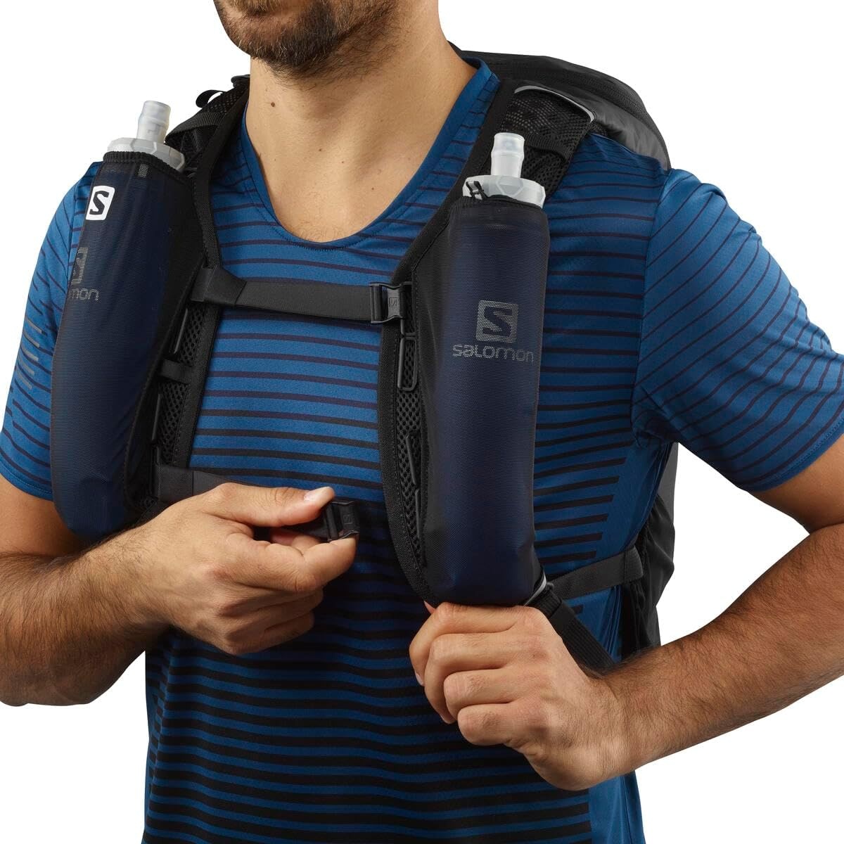 image:imageSalomon Unisex Agile 12 Set Hydration amp Storage Vest with 500ml Flasks IncludedBlack