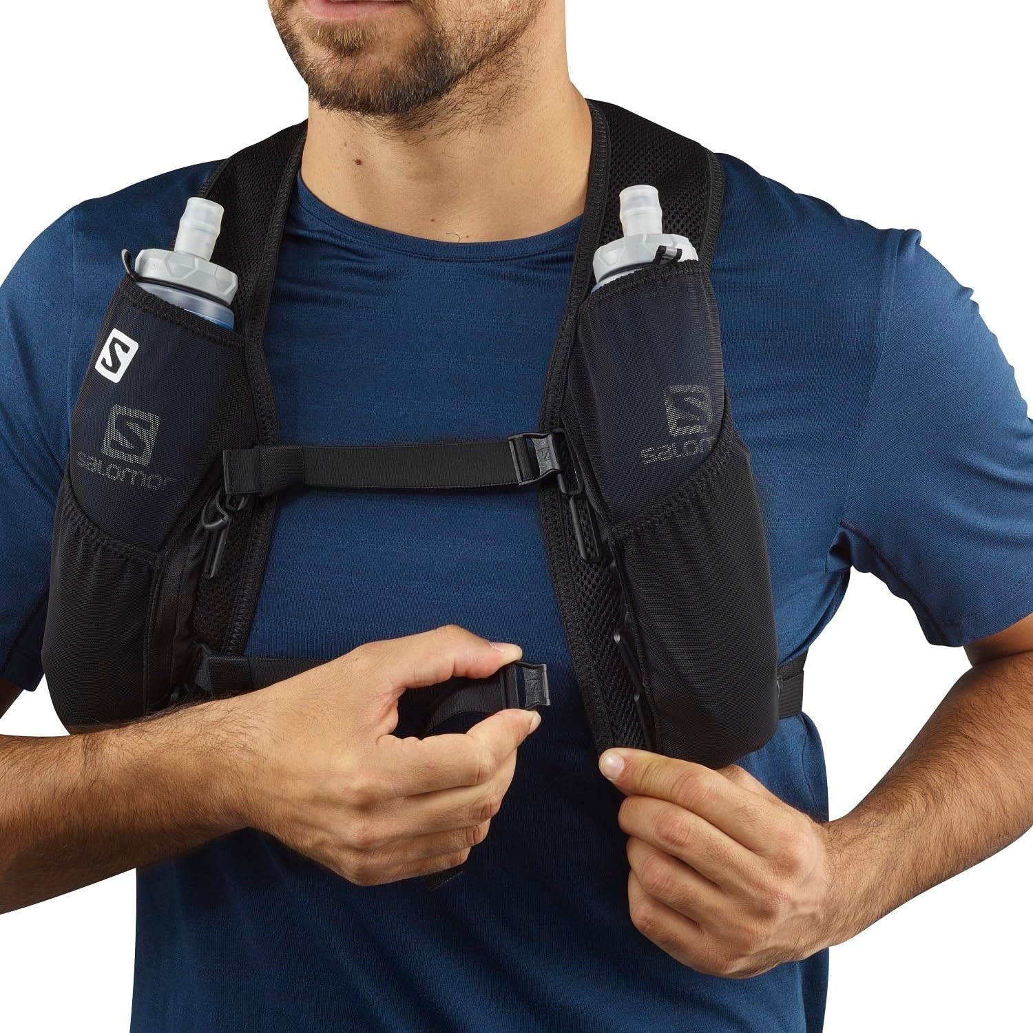 image:imageSalomon Unisex Agile 2 Set Hydration amp Storage Vest with 500ml Flasks IncludedBLACK