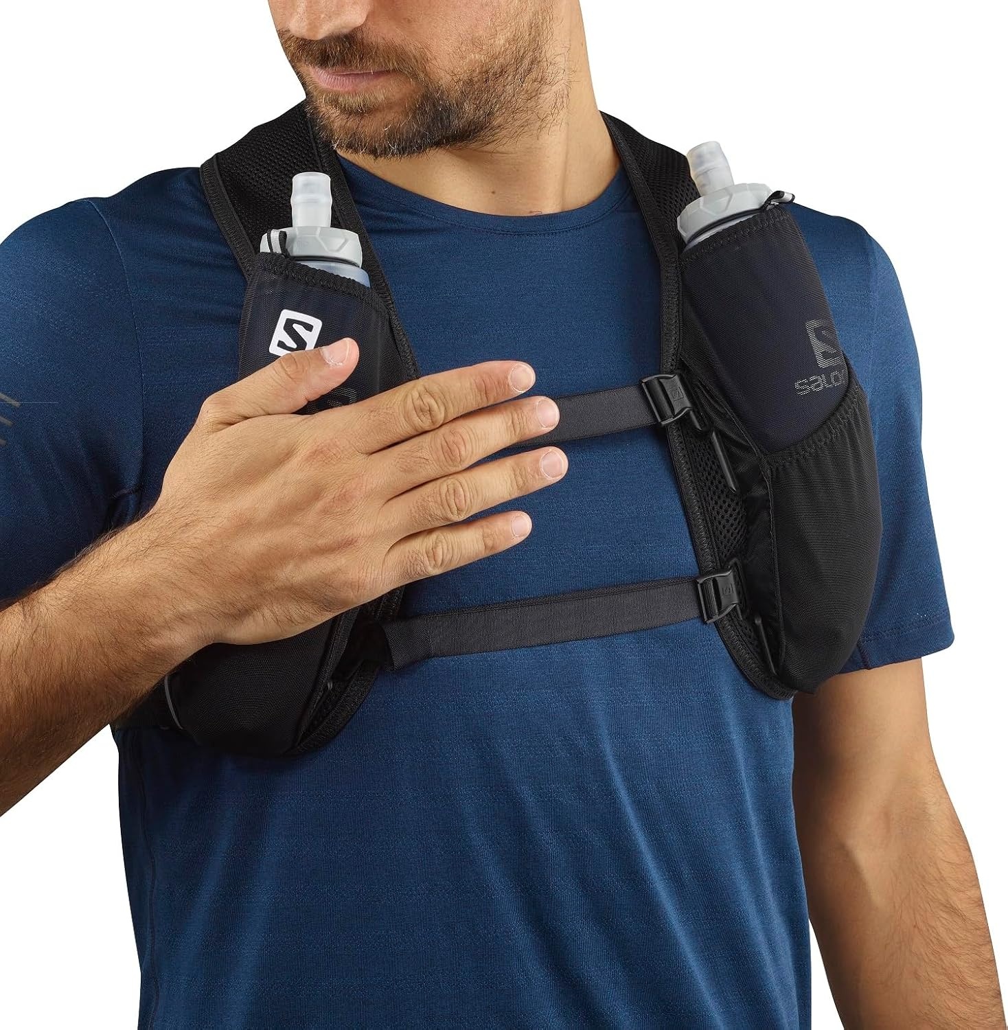 image:imageSalomon Unisex Agile 2 Set Hydration amp Storage Vest with 500ml Flasks IncludedBLACK