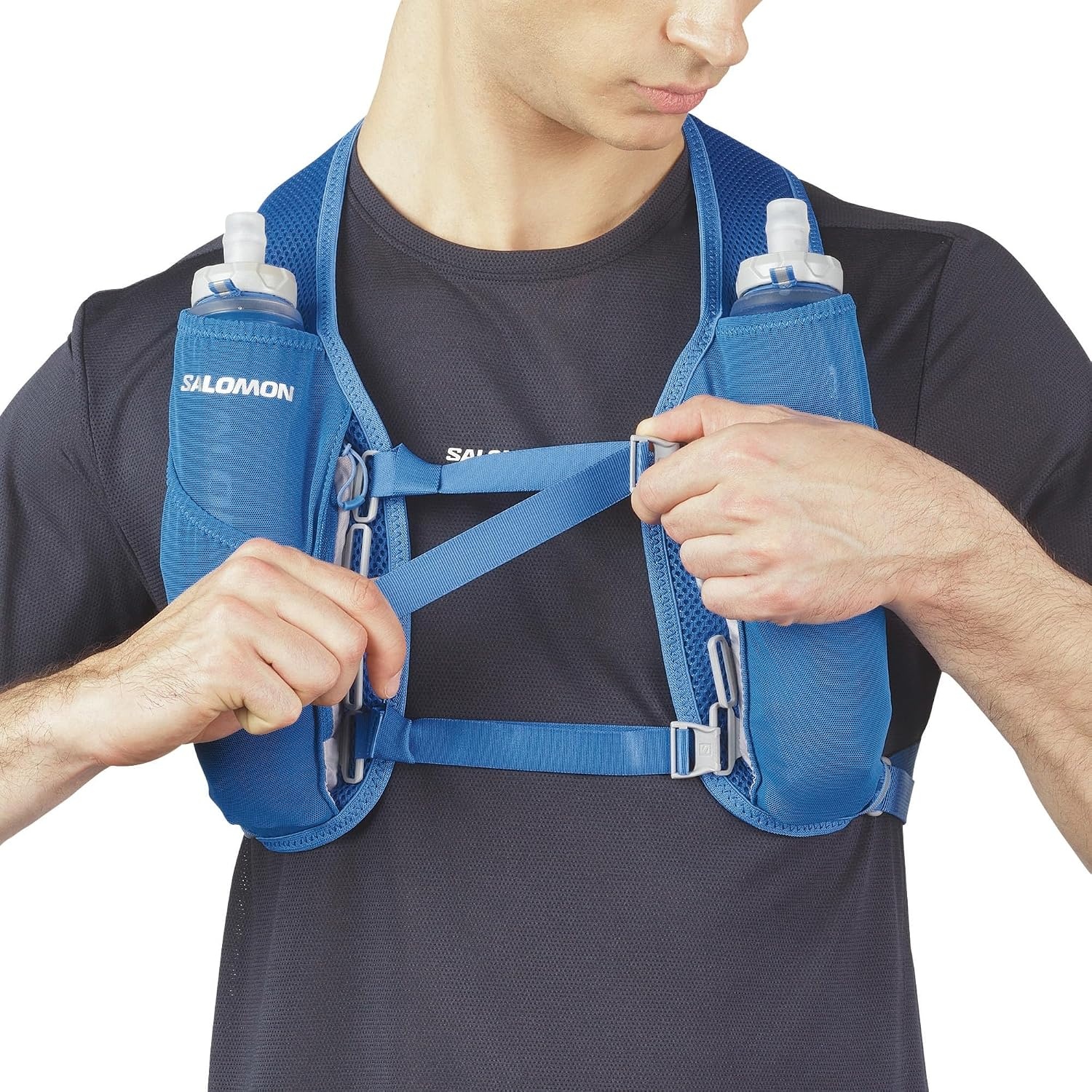 image:imageSalomon Unisex Agile 2 Set Hydration amp Storage Vest with 500ml Flasks IncludedNEBULAS BLUE