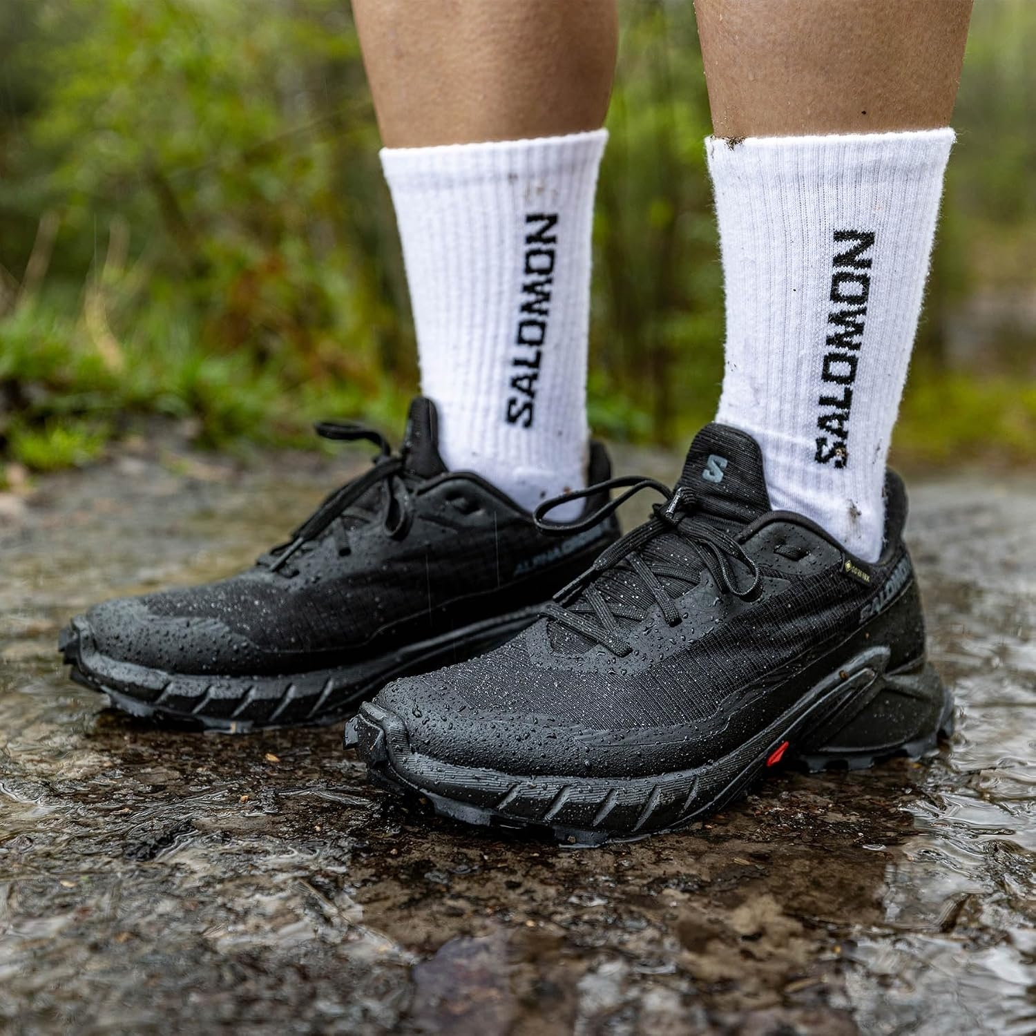 image:imageSalomon Womens Alphacross 5 GoreTex Waterproof Trail Running ShoesBlackBlackEbony