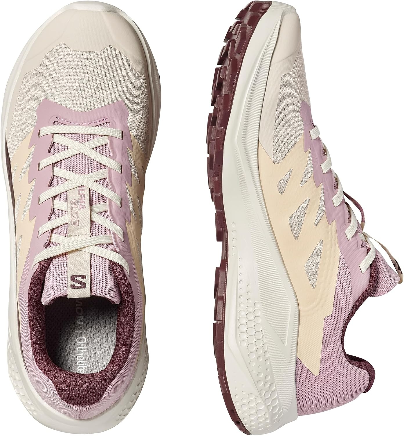 image:imageSalomon Womens Alphaglide Trail Running Shoe Lightweight Cushioning and AllTerrain Grip for Trail Running amp HikingTapiocaDawn PinkHuckleberry
