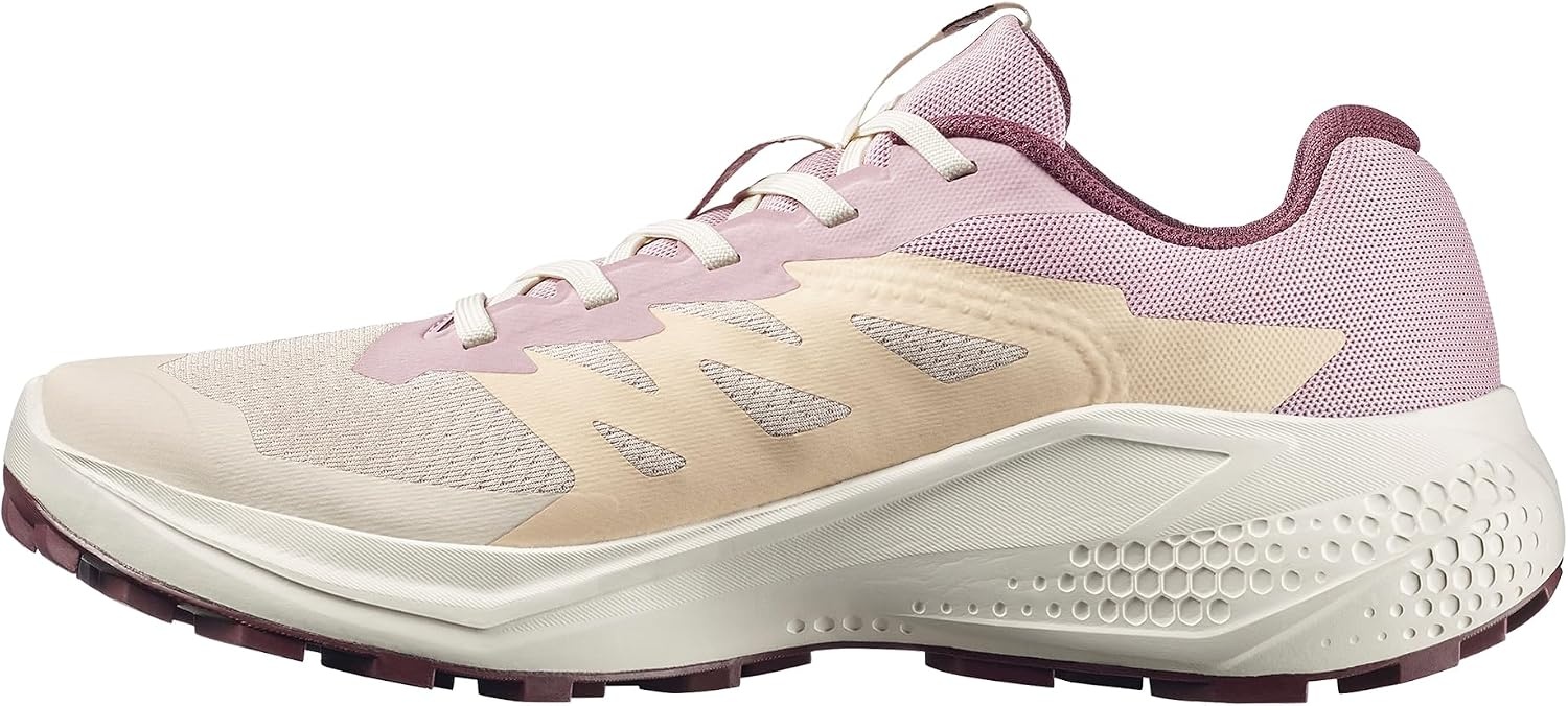 image:imageSalomon Womens Alphaglide Trail Running Shoe Lightweight Cushioning and AllTerrain Grip for Trail Running amp HikingTapiocaDawn PinkHuckleberry