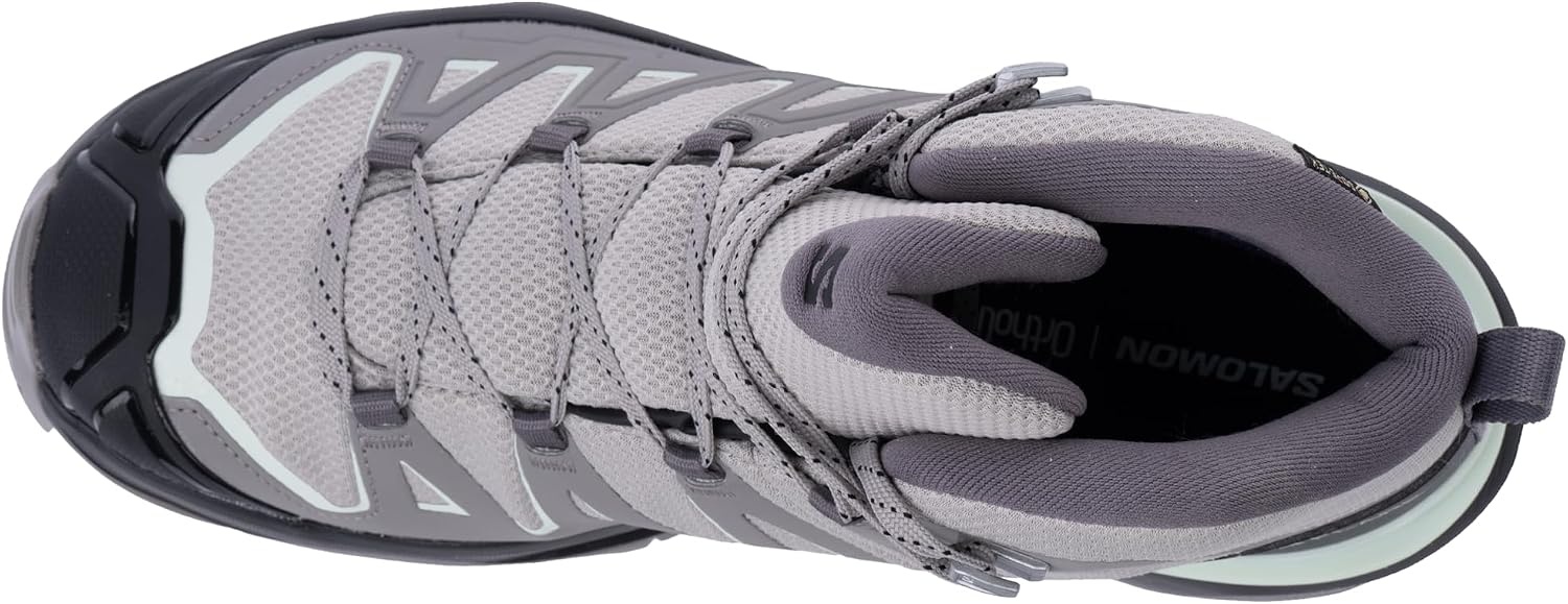 image:imageSalomon Womens X Ultra Flare Mid GoreTex Hiking Shoe Waterproof Shoes with Support amp Stability for Rugged Trails amp MultiDay HikesPalomaCloudburstClearly Aqua