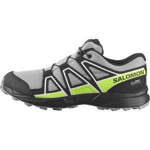 Salomon Junior SPEEDCROSS CLIMASALOMON™ WATERPROOF Outdoor Shoes for Kids(Alloy/Black/Green Gecko)