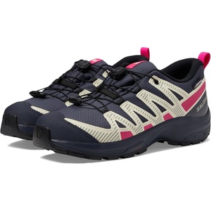 Salomon Unisex Junior’s XA Pro V8 Mid Waterproof Trail Running Shoes for Kids(India Ink/Transparent Yellow/Pink Glo)