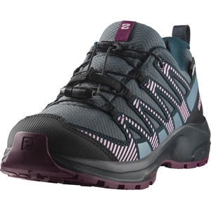 Salomon Unisex Junior’s XA Pro V8 Mid Waterproof Trail Running Shoes for Kids(Neptune./Carbon/Plum Caspia)